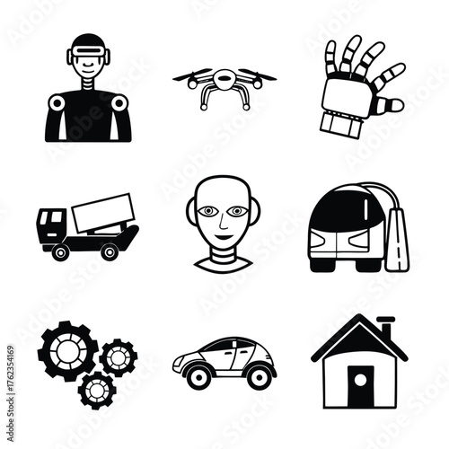 9 icon set on 4000x4000 px Template