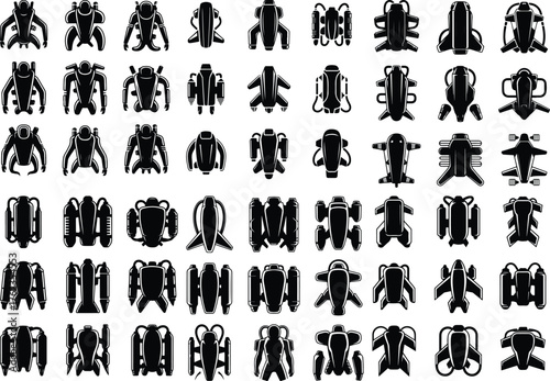 Isolated Jetpack Icon Set Jetpack with Fuel Tanks Vector Collection