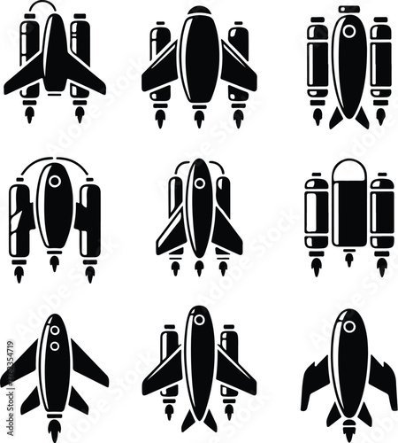 Isolated Jetpack Icon Set Jetpack with Fuel Tanks Vector Collection