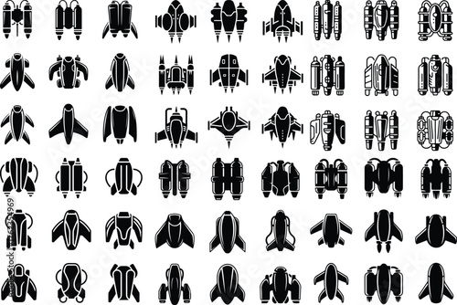 Isolated Jetpack Icon Set Jetpack with Fuel Tanks Vector Collection