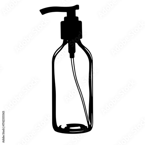 Silhouette of refillable glass spray bottle with cork top, eco-friendly packaging design