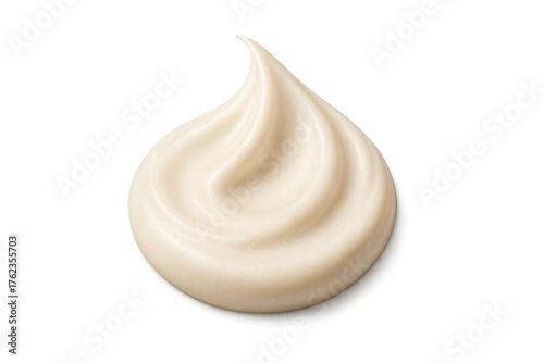Swirl of creamy cosmetic product or lotion dollop with a rich, smooth texture on a transparent background