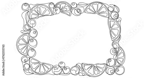 Cranberry and Orange Slice Frame Design, Fruit Border for Decorative Use