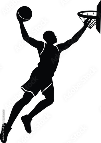 Silhouette of a dancer in a dynamic mid air pose vector illustration