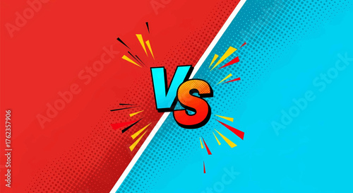 Dynamic versus battle screen in pop art comic style with a central explosion and bright colors vector