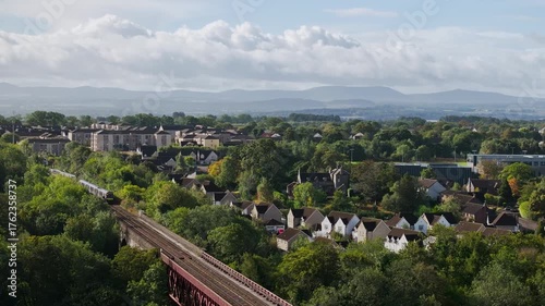Linlithgow Palace from a drone, Linlithgow Loch, West Lothian, Scotland