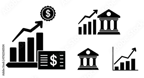 Financial Growth and Banking Icons Depicting Economic Progress
