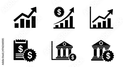Financial Growth and Banking Icons for Business and Investment Concepts