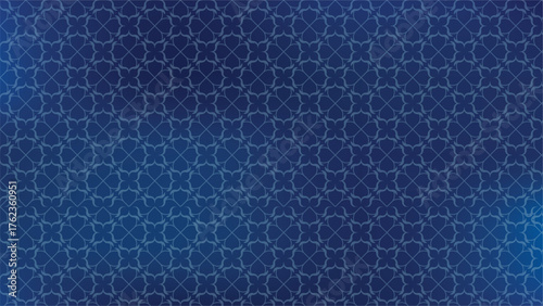 Dark blue seamless pattern with light blue floral ornamental motifs