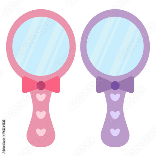 Set of cute hand mirrors with hearts