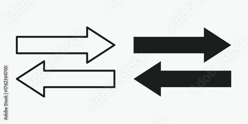 Data transfer icon in outline and solid style on gray background. Modern data exchange and file sharing vector design for digital and network use.