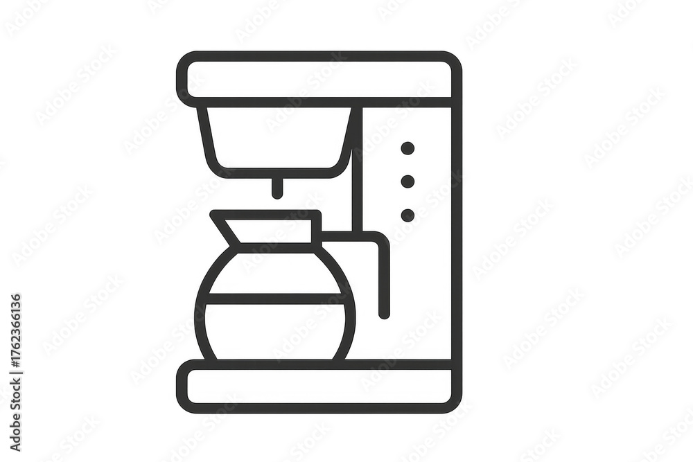 Fototapeta premium Coffee maker line art icon representing breakfast, caffeine, and daily routine on transparent background