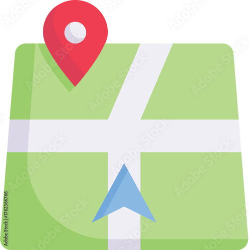Location Map Navigation with Pin and Direction Arrow