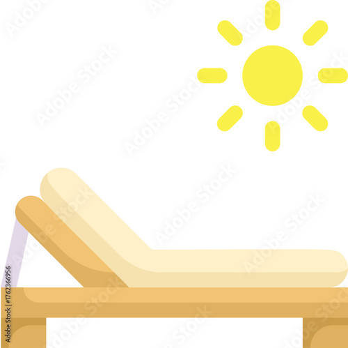 Sun Lounger Under Bright Sunshine Vacation Beach Chair Illustration