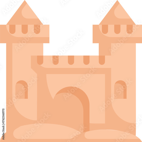 Minimalist Peach Castle Fort Illustration