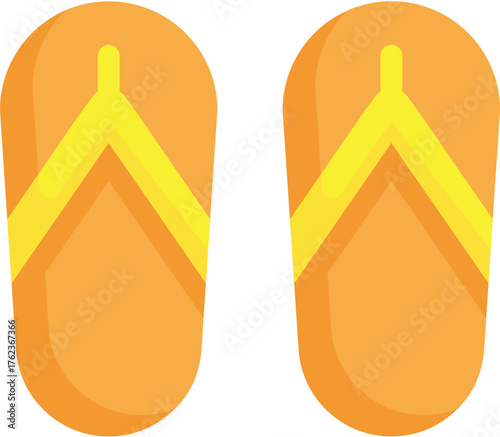 Bright Yellow Flip-Flops Summer Beach Illustration