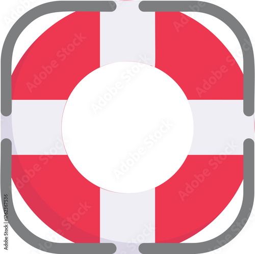 Bright red Lifebuoy Safety Tube Illustration for Water Rescue