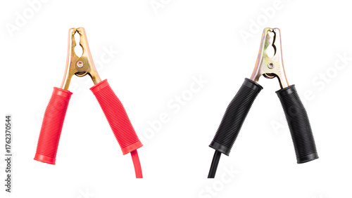 Jumper Cables: Red and Black Battery Cables on Transparent Background for Automotive Use