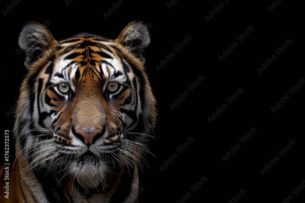 Fototapeta premium Tiger facing forward black