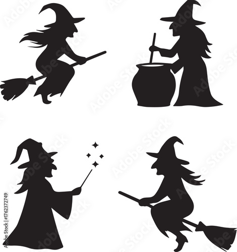 Halloween Witch Silhouettes Set