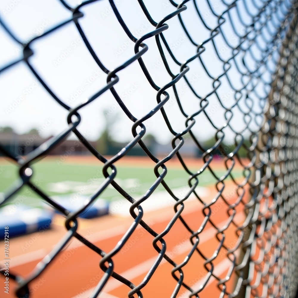 Fototapeta premium Close-up view of a chain link fence, isolated on a pure white background. Ideal for construction, security, or sports themes, background, wire, macro