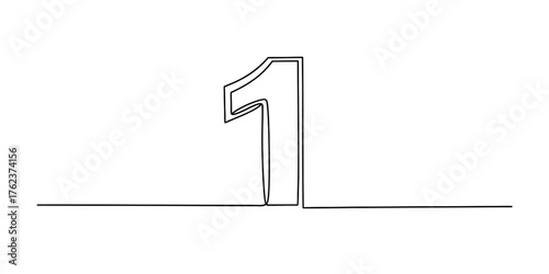 Abstract continuous one line drawing of the number one stylized minimalist art vector