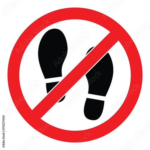 No entry sign with footprints