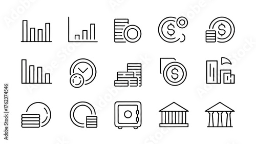 Financial and banking icons.