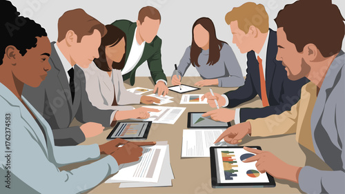 Team Collaboration and Business Meeting Illustration.