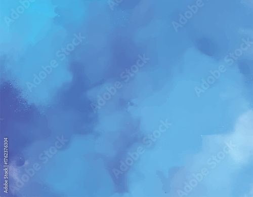 vibrant blue watercolor abstract background texture, hand painted azure and indigo paper wash, calming ocean water color splatter backdrop, modern digital abstract sky watercolor design template