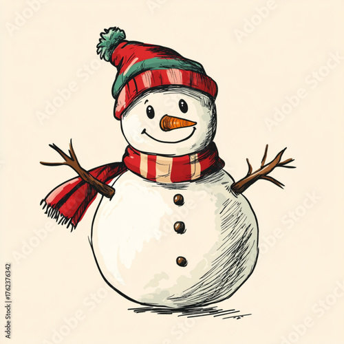 snowman with christmas tree
