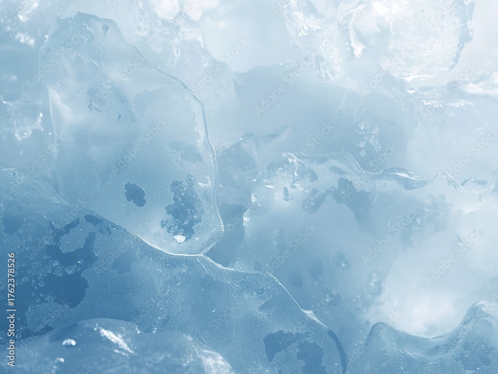 Fototapeta premium Icy blue texture with frozen water glistening, perfect for winter backgrounds and cool product displays, conveying freshness, purity, and clean natural elements