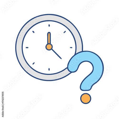 Time related uncertainty with a clock and a question mark symbol