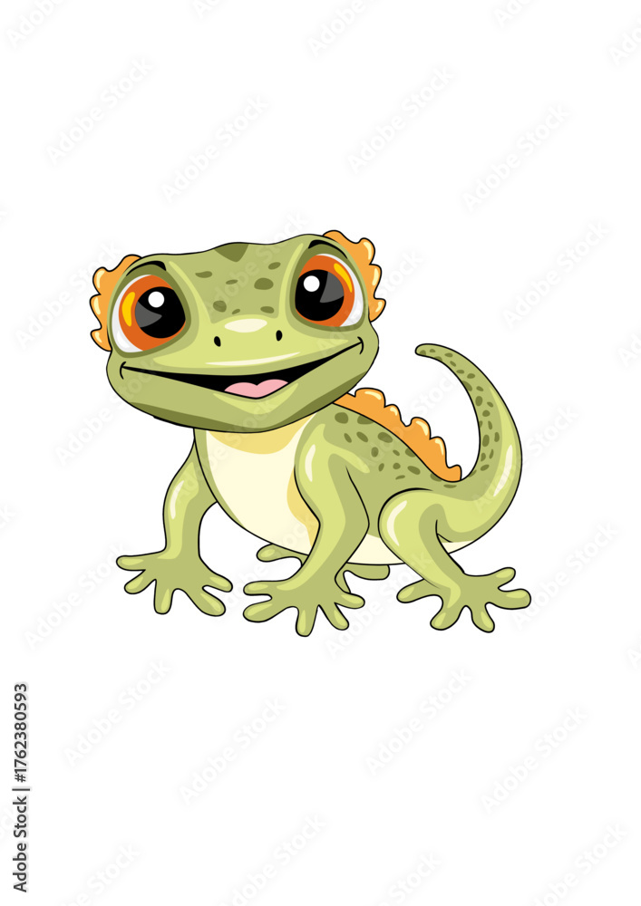 Fototapeta premium Funny smiling gecko isolated on white