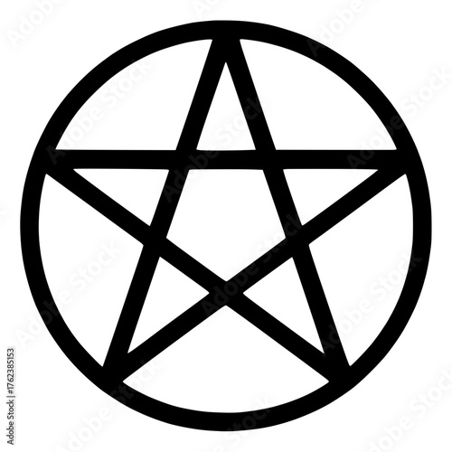 Black and white Star Pentagram icon transparent background, occult, halloween, horror, goth, metal, punk, emo
