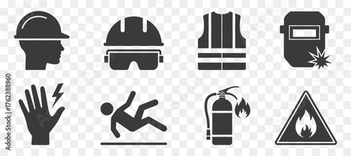 Construction site hazard icon set