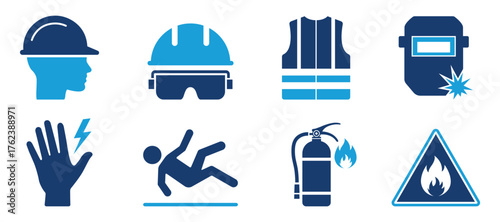 Construction site hazard icon set