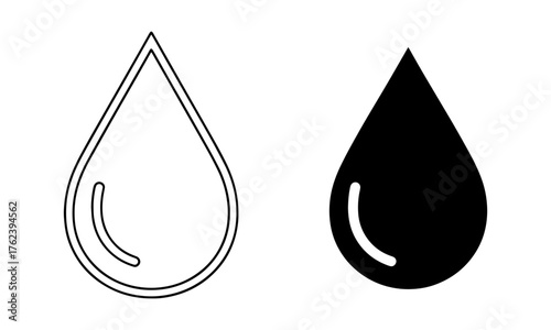 Remembrance Tear Drop Icon representing tears of grief and devotion for departed souls in Outline and Solid Black Vector