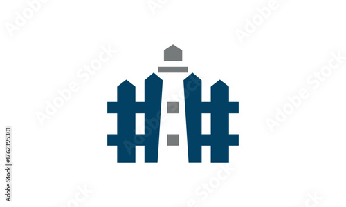 a graphic image with a tower fence theme, with a white background. Vector graphic base.