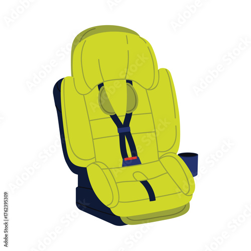 Bright isolated child car seat with harness for vehicle safety on white background vector illustration