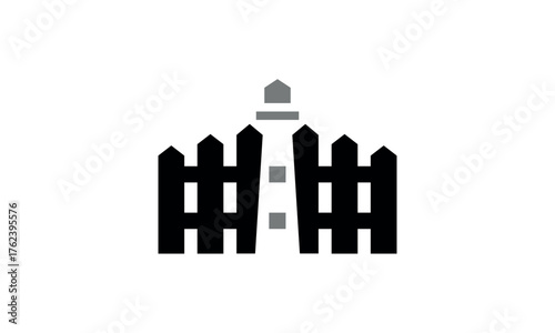 a graphic image with a tower fence theme, with a white background. Vector graphic base.