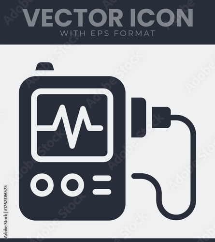 Heart monitor ekg machine simple vector icon