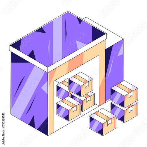 isometric design illustration of warehouse