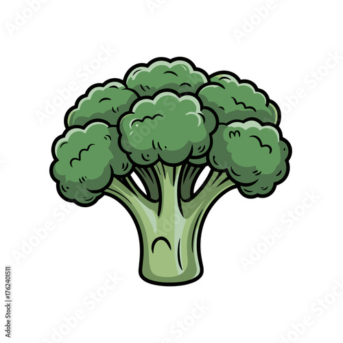 Broccoli, a cute doodle with simple, playful lines, on a white background