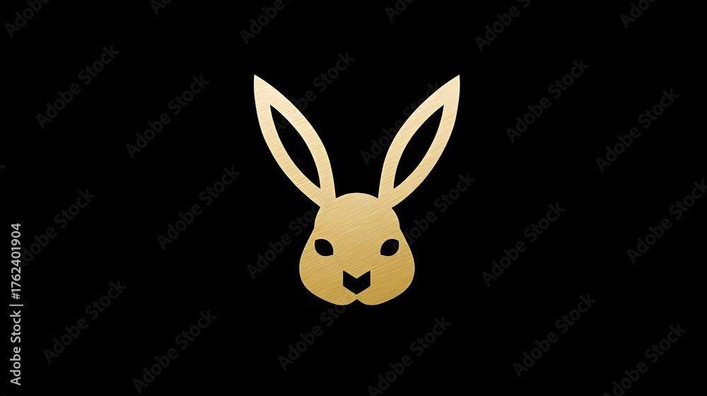Obraz premium Minimalist gold rabbit logo, elegant and modern design on a clean background. Concept: Branding, luxury logo design, agility and creativity symbol, modern and elegant aesthetics, premium brand identit