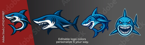 Fierce Shark Mascot Logo for Esports and Gaming Team – Angry Ocean Predator Vector Emblem Design