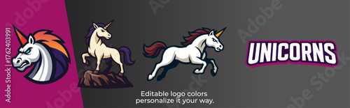 Fierce Unicorn Mascot Logo for Esports and Gaming Team – Mythical Horse Vector Emblem Design