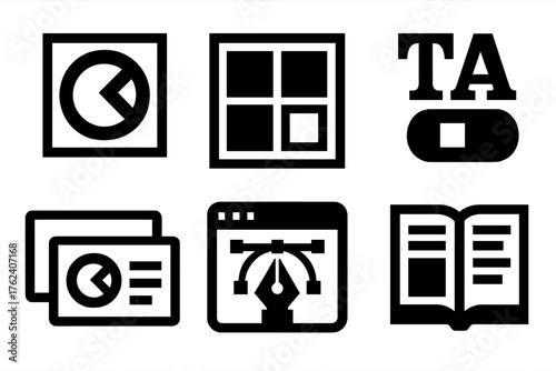 Brand Identity silhouette set: logo design, color palette, typography sheet, business card, design tool, brand guideline.