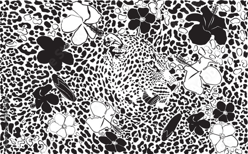 Leopard Pattern and Chinese Roses
