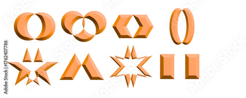 vector illustration of 3 d set